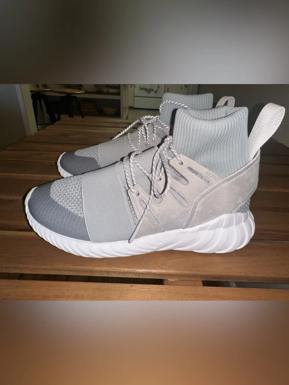 adidas Originals Tubular Doom Winter Grey Primeknit Sock Trainers Size 5.0